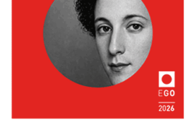 Cartel del encuentro de EGO Fundazioa. Una imagen de una mujer en blanco y negro y el logo de la EGO