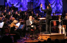 Músics de l'Orquestra Simfònica del Vallès a l'escenari del Palau