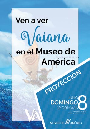 Banner proyección Vaiana en el Museo de América