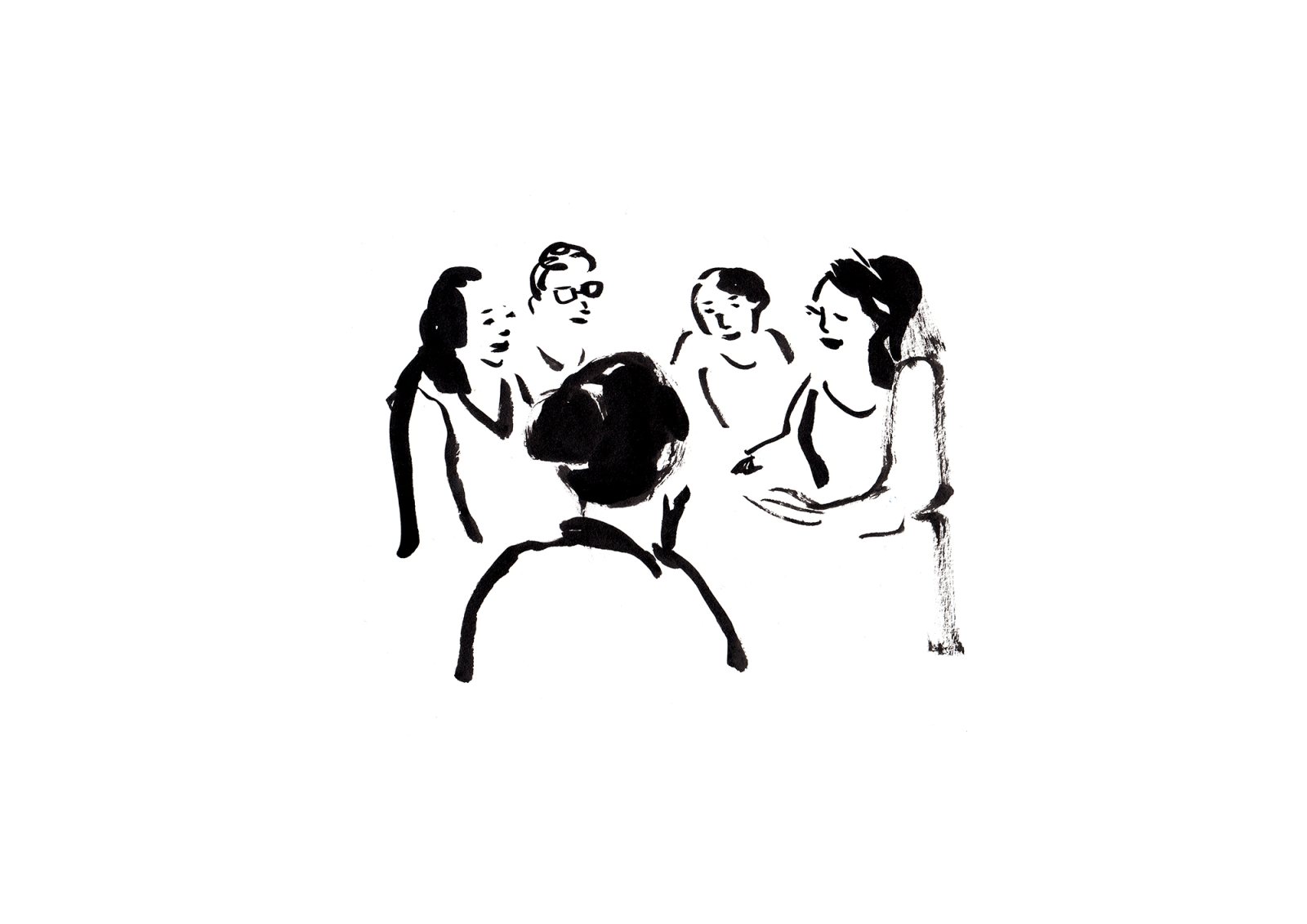 Ilustración de una reunión de gente.