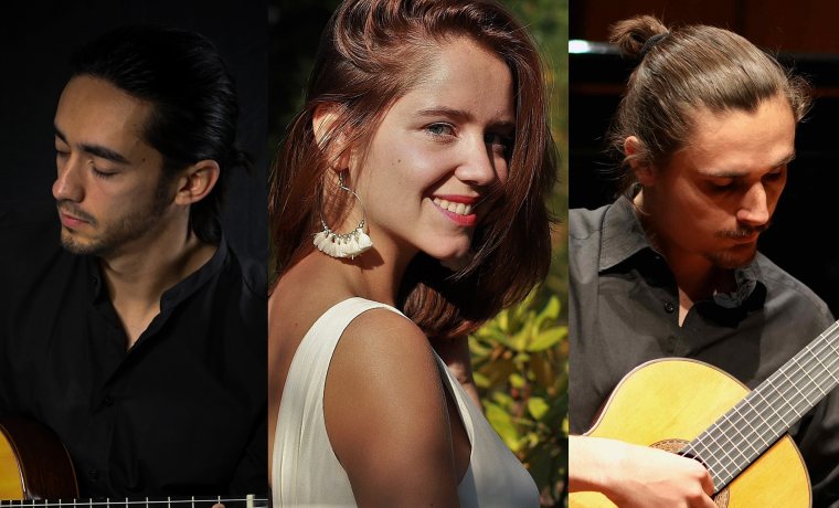 Retrato de Hugo Brogniart, Maëlys Robinne y Thomas Peel