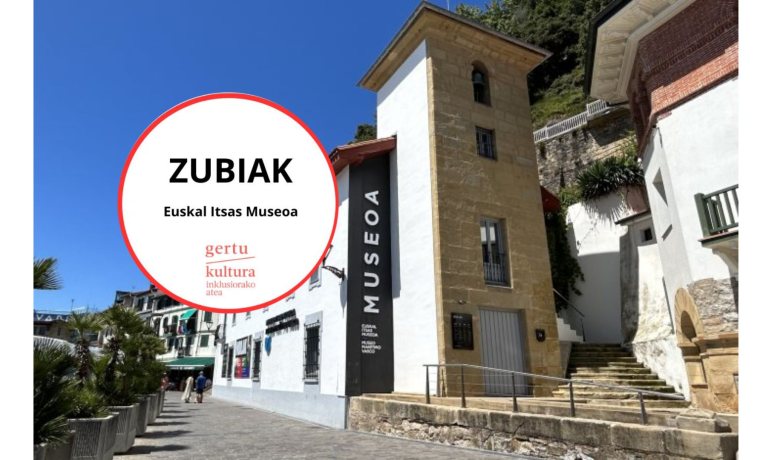 Euskal Itsas Museoaren argazkia ZUBIAK programaren logoarekin